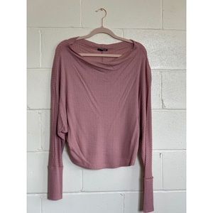 Slight Off The Shoulder Long Sleeve Shirt in Mauve